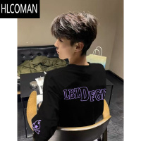 HLCOMAN美式高街刺绣字母情侣装2025新款国潮牌夏季宽松短袖t恤男装上衣