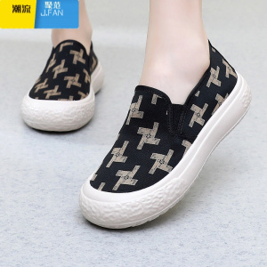 聚范新款时尚百搭女鞋女休闲厚底一脚蹬女鞋浅口透气鞋