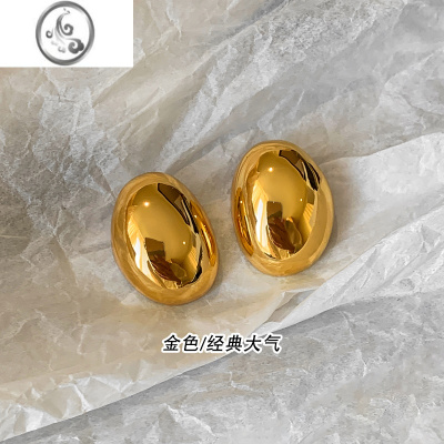 JiMi欧美金色大耳环女小众设计感高级冷淡风夸张轻奢银色耳钉金属耳饰