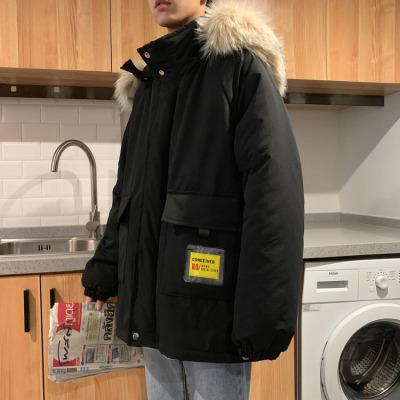 NEWLAKE港风冬季新款加绒毛领连帽宽松棉衣外套羽绒棉衣男士休闲潮流情侣棉衣