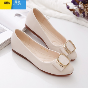 聚范单鞋女平底鞋2024新款夏妈妈鞋浅口百搭女鞋子软皮软底豆豆鞋