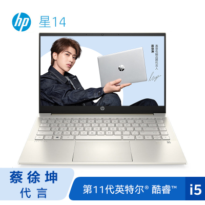 惠普(hp)星系列星14-dv0006TX14.0英寸十一代轻薄本游戏本笔记本电脑（i5-1135G78G512G固态硬盘MX450金色高色域指纹识别背光键盘定制