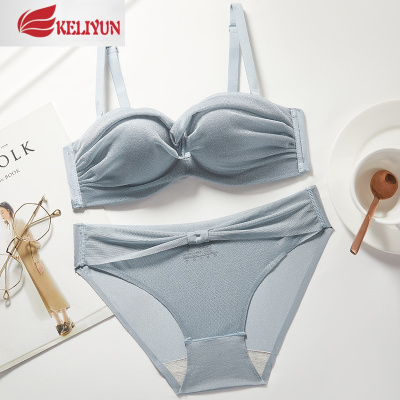 可莉允性感半杯内衣女小胸聚拢收副乳内裤一套装防下垂上托无钢圈文胸罩文胸套装