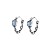 925纯银薄荷立方几何耳钉女耳环耳饰复古做旧耳扣网红气质送女朋友老婆情人节七夕生日礼物