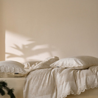 韩式轻盈柔软色织棉麻四件套吸湿床品微绒磨毛被套双重体感