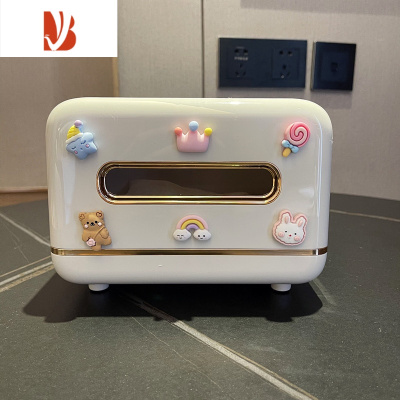 三维工匠可爱多纸巾盒桌面收纳盒办公室抽纸盒客厅创意茶几家用纸抽盒 白色卡通