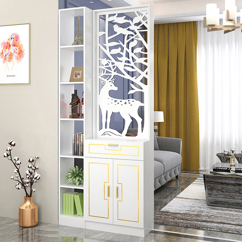 北欧屏风隔断客厅简约现代双面轻奢风木酒柜家用进入户玄关柜
