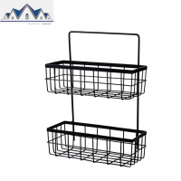 铁艺厨房调料架 免打孔浴室置物架收纳篮双层挂篮储物架 三维工匠