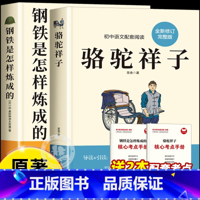 [全2册]骆驼祥子+钢铁是怎样炼成的(送考点) [正版]骆驼祥子七年级必读原著老舍完整版钢铁是怎样炼成的初中人教版刚铁是