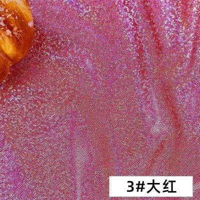 家柏饰(CORATED)镭射幻彩布料 七彩烫金布背景布反光演出服diy面料星星纱 幻彩-大红/1米价