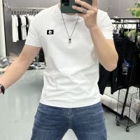 男士夏季军绿色短袖T恤男圆领半袖打底丝光棉半截袖韩版修身上衣
