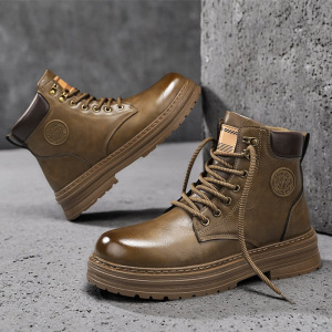 马丁靴男士高帮英伦复古工装皮靴日常休闲百搭秋冬季厚底增高男鞋