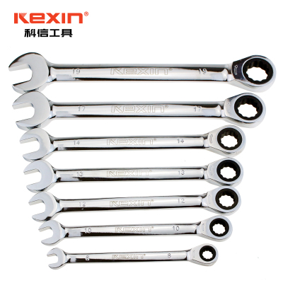 科信(kexin)全抛光棘轮两用扳手 开口梅花快速扳手 18mm KX335 1把