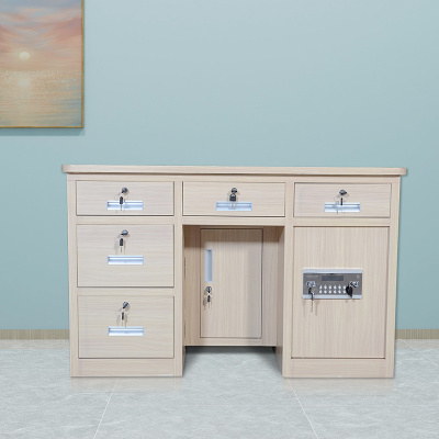 初嘉 CJ全钢制保险桌密码保险桌收银财务桌1.2m白木纹五斗电子锁