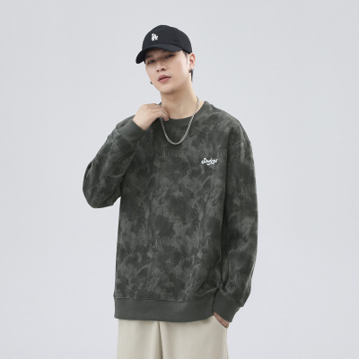 美式扎染卫衣男春秋季新款衣服圆领潮牌男士长袖T恤上衣秋装