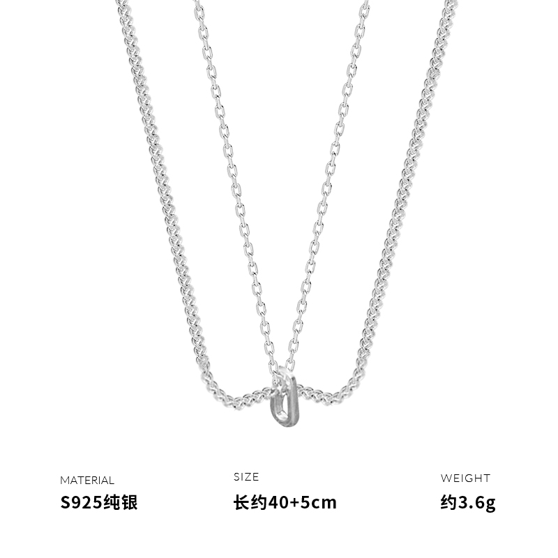 925纯银双层链条项链女锁骨链个性小众简约韩国网红气质潮