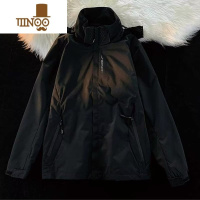 YANXU黑色冲锋衣男潮牌美式机能风外套港风立领连帽情侣休闲夹克