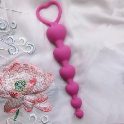 吉祥小炮硅胶拉珠爱心粉色可爱G点后庭肛塞情趣刺激男女用调教SM迷你塞粉色