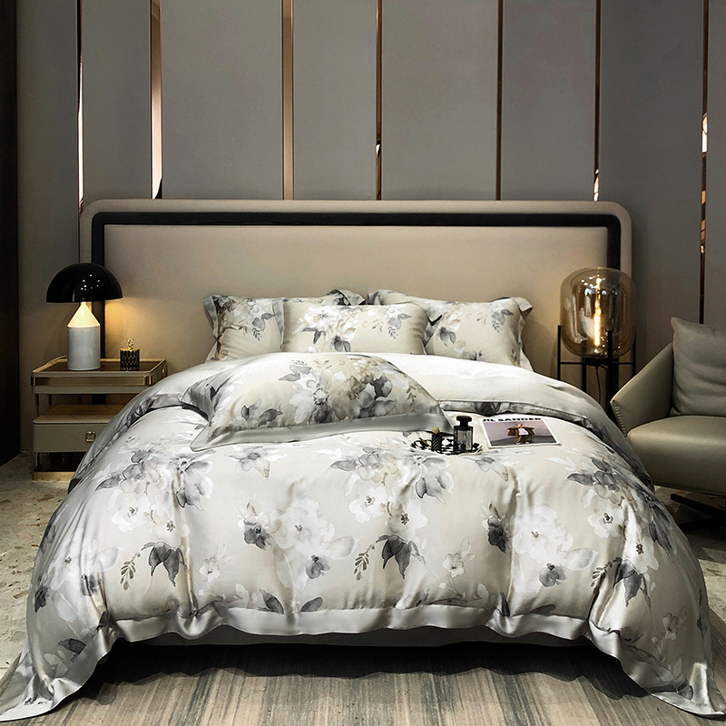 60支天丝印花四件套