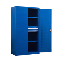 风雷动重型工具柜车间用加厚物件工具储物柜工厂铁皮柜汽修厂零件收纳柜蓝色四层二抽带挂板