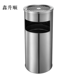 鑫升顺不锈钢圆形大号商用垃圾桶立式烟灰桶电梯口高档户外圆形不锈钢