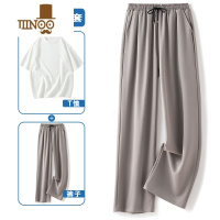 YANXU冰丝休闲裤男夏季薄款宽松阔腿裤垂感西装裤ins潮流显瘦直筒长裤