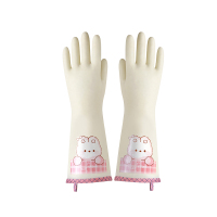 一倍加绒橡胶家务手套黄色M码国产1双装暖手防滑厨房清洁必备