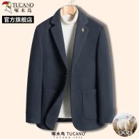 啄木鸟羊毛西服男2025秋冬新款加厚毛呢便西男装呢子小西装外套C