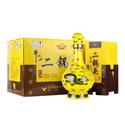 牛栏山 经典二锅头 黄龙 清香型白酒 52度 500ml*6瓶 整箱装