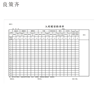 良策齐入库质量检查210*297mm本