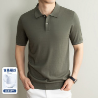 68支天丝亚麻蚕丝针织polo衫男2026夏季新款翻领纯色透气男士T恤