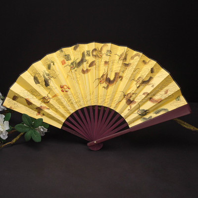 扇子折扇中国风古典汉服男式随身折叠扇复古手工艺特色礼品送老外三维工匠八仙过海礼盒装