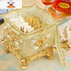 自动牙签盒手压式牙签筒创意便携式简约收纳盒家用棉签盒收纳 敬平 二合一玫瑰珍黄