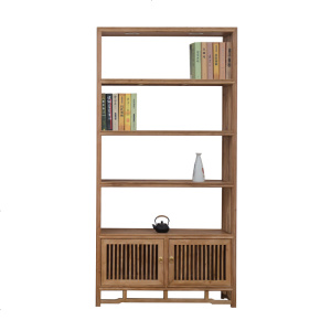 新中式书柜老榆木实木书柜组合黑胡桃木展柜茶叶柜仿古家具定制