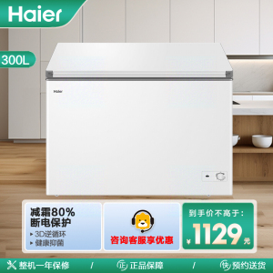 海尔(Haier)300升家用卧式冰柜冷柜小冰箱 专利减霜80% 1级能效 BC/BD-300GHPD