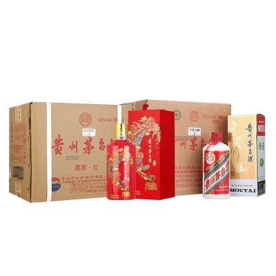 歌德老酒行-飞天茅台喜宴中国红43度500ml*6原箱+飞天茅台43度500ml*6原箱官方正品