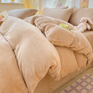 牛奶绒被套秋冬季单件双面毛绒被单法兰绒珊瑚绒单人加绒被罩