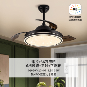 雷士照明(NVC)吊扇灯客厅餐厅家用风扇吊灯简约现代电扇灯具遥控变频隐形风扇灯