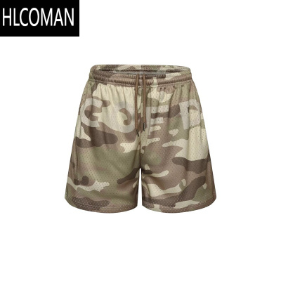 HLCOMAN夏季复古美式迷彩网眼四五分短裤男潮流休闲宽松百搭不过膝运动裤