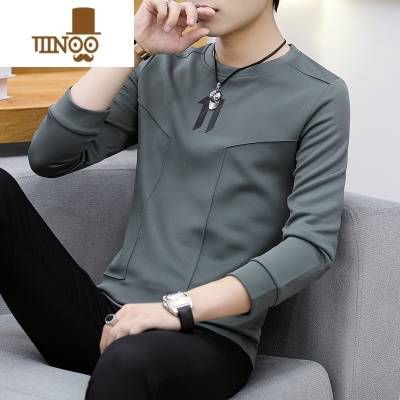 YANXU2023年秋季潮流T恤男长袖春季春装卫衣薄款衣服秋装上衣外穿秋衣