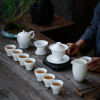 苏氏陶瓷(SUSHI CERAMICS)工艺大师郑少伟收藏作品中国白羊脂玉茶具套装限量发行附证书