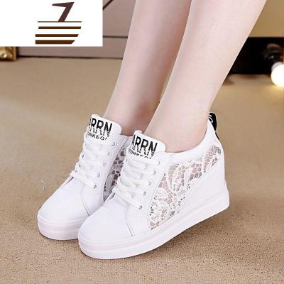 尗卡运动鞋女鞋2020新款内增高坡跟韩版小白鞋休闲鞋百搭网鞋单鞋