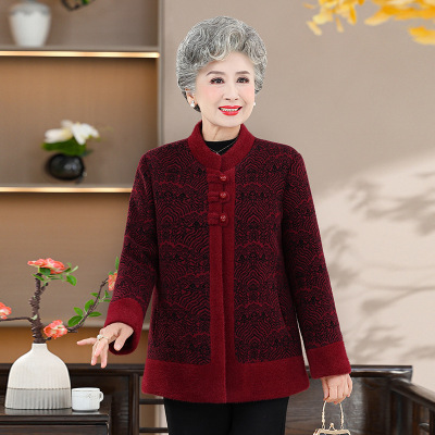 新款奶奶装中老年仿水貂绒外套时尚冬装保暖加棉老人衣服冬季老年_1