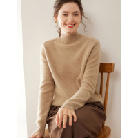 秋冬新款七针双股加厚山羊绒女半高领马鞍肩针织衫保暖打底毛衣