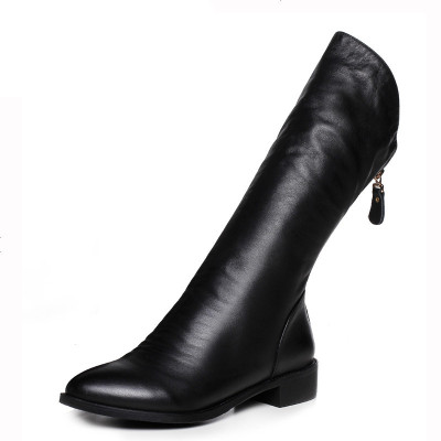 纤婗(QIANNI)2019新款平底平跟短靴舒适尖头倒靴时尚马丁靴潮女靴子