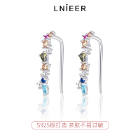 S925纯银彩色锆石耳钉女2025新小众轻奢耳环多巴胺彩钻耳饰送女朋友老婆情人节七夕生日礼物