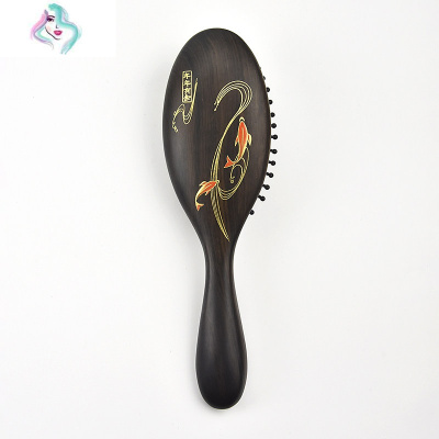 天然黑檀木气囊按摩梳子气垫发刷刻字送礼女朋友老婆你那么美福禄吉祥