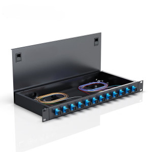 创德 光纤终端盒12口 12芯光纤配线架 光缆接续盒接线熔纤盒SC单模 机架式 SC型