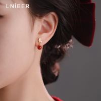 925纯银红珠耳钉女轻奢小众蝴蝶耳环2025新款潮红色气质耳饰送女朋友老婆情人节七夕生日礼物