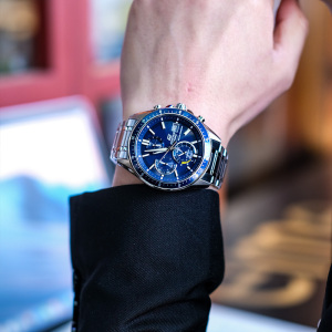 卡西欧旗舰店手表男 正品Edifice限量商务休闲黑暗之心蓝宝石镜面皮/钢带日韩石英表 男 男士表EFS-S510